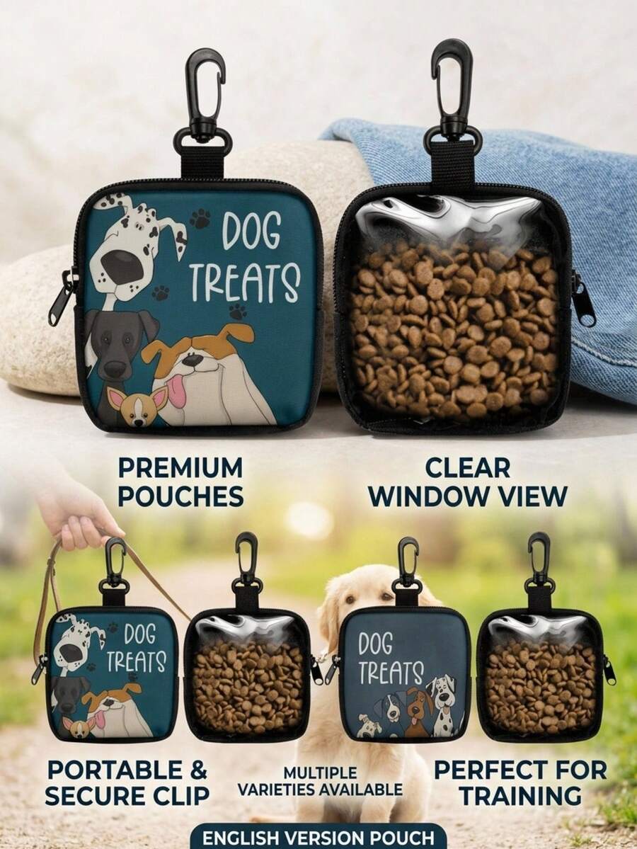 PETSIN 1pc Zippered Dog Treat Pouch - Portable Polyester Pet Snack Bag Suitable For Outdoor Activities And Walking, Available In Black, Red, Purple, Blue, Suitable For Dog Owners And Trainers To Carry Pet Treats, Dog Accessories, Dog Snack Bag, Dog Toys, Dog Walking Bag, Dog Snack Storage - Multicolor - View 1