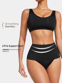 SHAPORA Solid Color High Waist Body Shaper Set - Black - View 1