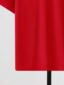 SHEIN 2件/套青少年男孩休閒極簡字母印花圓領套頭衫兩件套套裝，適合夏季、運動、跑步和外出 - 紅色 - 查看 7