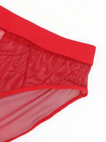 DrisQ DrisQ Celana Dalam Segitiga Merah Jala Transparan Seksi untuk Pria dengan Warna Kontras - Merah - View 6