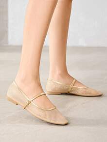 MOTF LADIES MESH FASHION FLAT SHOES - Gold - View 7