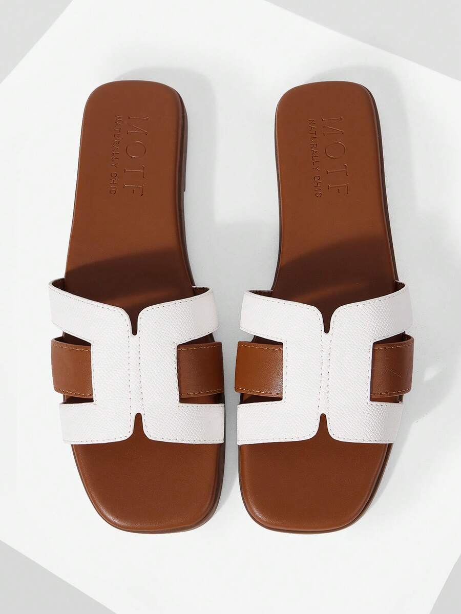 MOTF PREMIUM WOMEN'S COMFORTABLE MINIMALIST CASUAL FLAT SANDALS FOR CHRISTMAS SPRING SHOES SUMMER - White brown - View 1