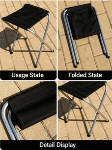 1 Pc Outdoor Table, Portable Foldable Dining Table/Folding Stool, Picnic Side Table, Stall Table, Metal Rectangular Table, Easy To Fold And Convenient To Carry - Folding Stool - View 7