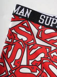SUPERMAN X SHEIN 男士時尚印花四角內褲 - 紅白色 - 查看 4