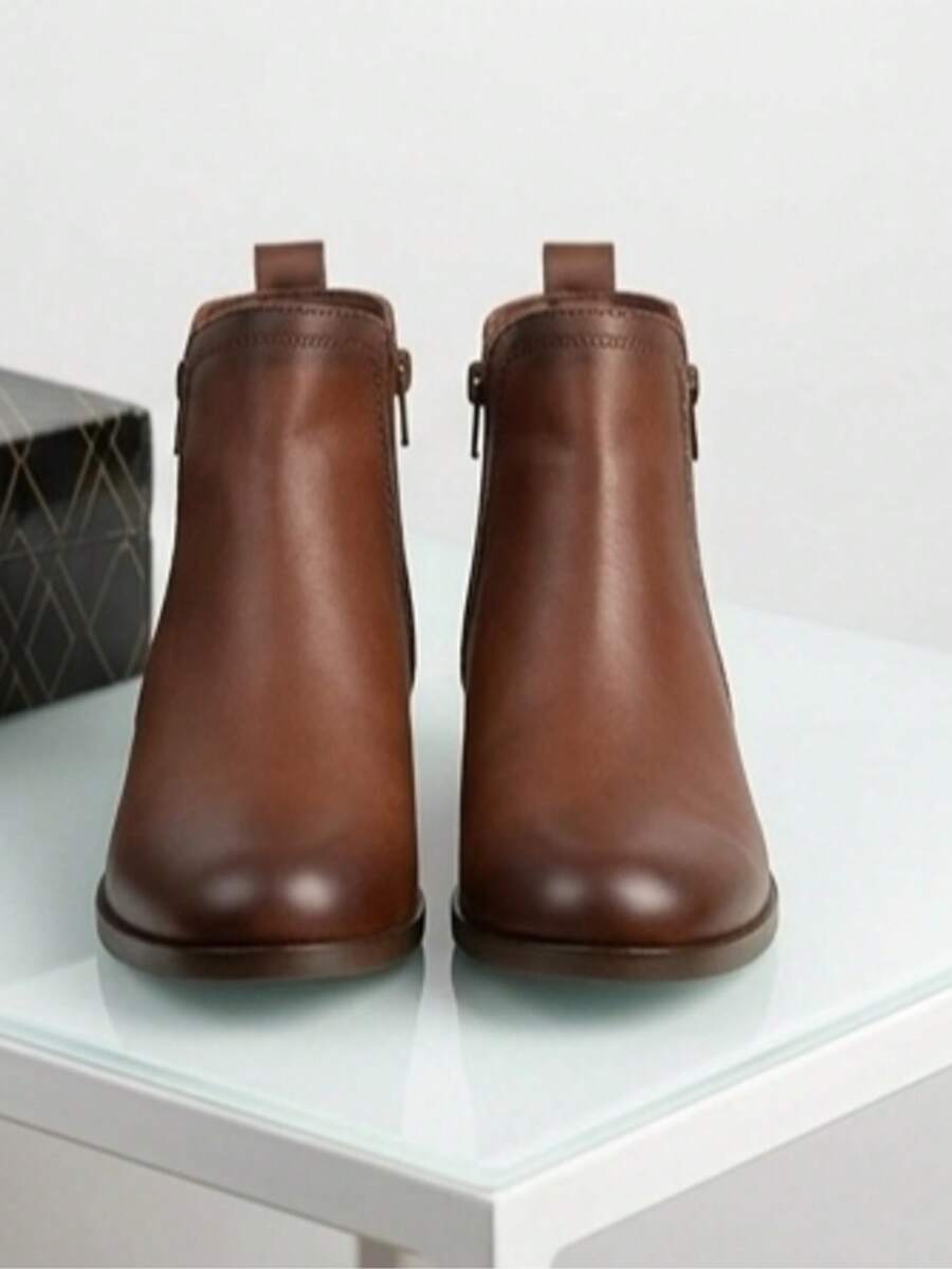 Bota corta en forro de piel para dama - Marrón - Ver 1