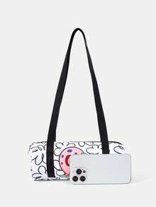 SpongeBob SquarePants | SHEIN 1pc Versatile Letter & Cartoon Pattern Shoulder Bag Suitable For College Students, Formal Events, Parties, And Daily Outings - Pearl White - View 3