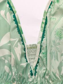 Sweetra Bohemian Style Printed Beach Slip Dress - Mint Green - View 4