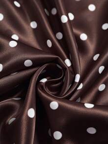GlowEve Women's Black & White Stand Collar Asymmetric Ruffle Polka Dot Lace Splice Elegant Casual Commute Daily Wear Summer New Arrival Women's Blouse / Women's Top - Burgundy - View 6