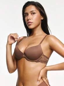 SHAPORA 5pcs/Set Women's Solid Color Contrast Lace Bras - Multicolor - View 3