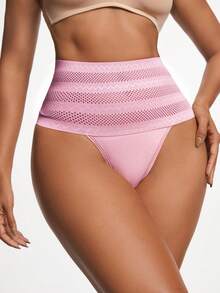 SHAPORA Women's High Waist Mesh Hollow Out Shapewear Bottom - Pink - View 3