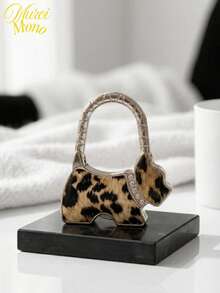 Muroi Mono Cute Dog Shaped Foldable Purse Hanger, Fashionable Metal Table Hook For Handbags, Portable Bag Hanger For Desk, Anti-Slip Purse Hook With Rhinestone, Keep Your Bag Secure And Off The Floor, Multi-Color Leopard Print & Polka Dot Options, Ideal For Office, Restaurant, School, Coffee Shop, Great For Pride Month, Eid Al-Adha, Back To School, Housewarming, Birthday, Valentine's Day Gifts, Unique Accessory For Women & Girls - Multicolor - View 1