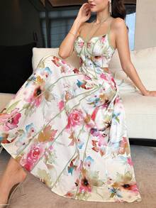 Modelyn Đầm xòe ôm sát in họa tiết, dây mảnh, hở lưng, thời trang xuân hè. - Nhiều màu - Xem 9