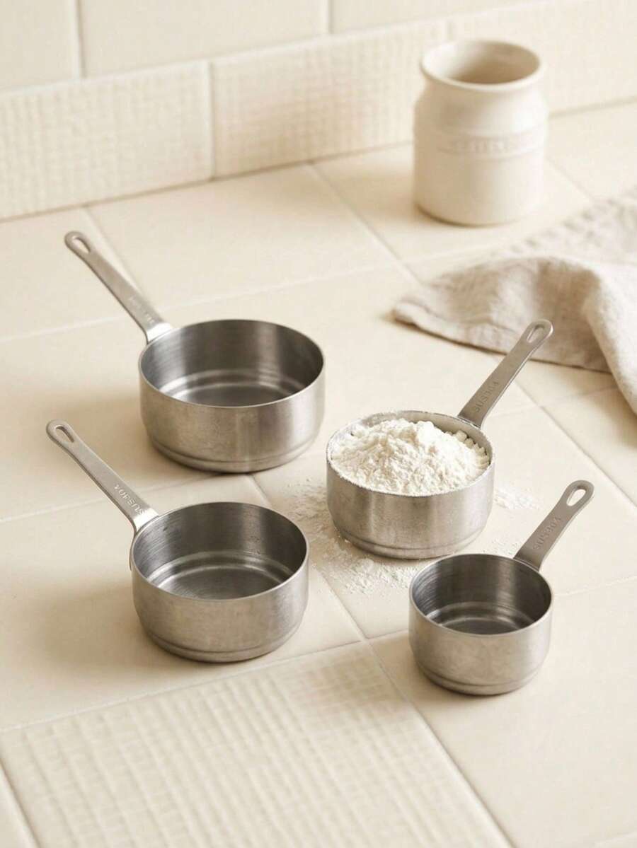 Cirelle 304不锈钢雪花沙纹厨房量勺,面粉奶粉量杯,称量少量物品勺,烘焙量勺 - 黑色 - 查看 1