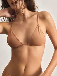 Ocili Bra Mini Cup Tanpa Jahitan dengan Leher U Tanpa Punggung, Pakaian Dalam Wanita yang Nyaman - Khaki - View 5