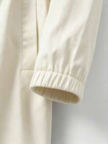 SHEIN LUNE CURVE 大尺碼女款收腰連帽風衣外套 韓系休閒優雅 青春寬鬆 高端夏季女裝 - 杏色 - 查看 6