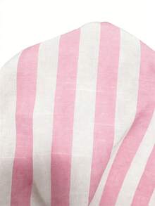SHEIN Holidaya 女款條紋拼接休閒百搭日常出遊襯衫 - 粉色 - 查看 4