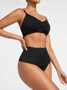 SHAPORA Conjunto Moldeador De Cuerpo Con Control De Barriga Y Empalme De Encaje Para Mujer - Negro - Ver 4
