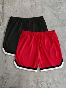 AXEPEAK Men's Drawstring Waist Colorblock Casual Versatile Daily Travel Shorts 2pcs/Set - Multicolor - View 3