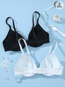 DesireSculpt Women's Underwire Casual Comfortable Push-Up Bra 2pcs Set - Multicolor - View 2