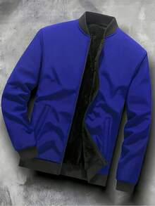 Manfinity Homme Men's Colorblock Long Sleeve Zipper Placket Casual Baseball Jacket - Blue - View 4