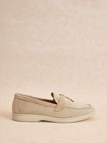 Rosivie Women's Slip-On Suede Casual Loafers, Comfortable Soft British Style Fringe Buckle Versatile Shoes - Apricot - View 2