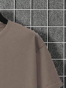 Manfinity Homme Conjunto de camiseta de manga corta de unicolor y pantalones cortos para hombre - Marrón - Ver 6