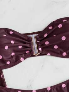 Costavie Vacation Beach Polka Dot Print 3 PiecesSeparates Swimsuit - Multicolor - View 3