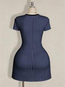 SHEIN ICON 大尺碼休閒條紋夏季洋裝 - 彩色 - 查看 2