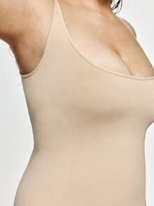 SHAPORA Plus Solid Shapewear Cami 连体衣 - 杏色 - 查看 7