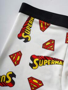 SUPERMAN X SHEIN Men's Fashion Letter Print Boxer Briefs - Black and White - View 6