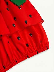 Sweetra Plus Size Watermelon Print Elastic Waist Cute Bow Decor Shorts Vacation Red Summer Wedding Guest Casual - Multicolor - View 6