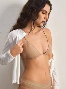 Ocili Bra Mini Cup Tanpa Jahitan dengan Leher U Tanpa Punggung, Pakaian Dalam Wanita yang Nyaman - Khaki - View 7