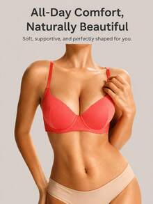 Barelissa 1 pieza Sujetador con aro de estilo minimalista para mujer - Rosa Roja - Ver 4
