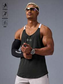 Acti Log Men's Round Neck Black And White Sports Tank Top, Gym - Black - View 5