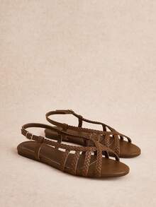 Rosivie Women's Shoes Summer Fashion Casual Versatile Flat Sandals - Coffee Brown - View 3