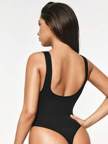 SHAPORA Women's Solid Color Casual Versatile Daily Wear Shapewear Jumpsuit - Black - View 3