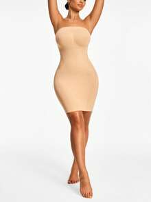 SHAPORA Seamless Shapewear Slip Dress Body Shaper Bust& Butt Lifter Tummy Waist Thigh Control - Beige - View 7