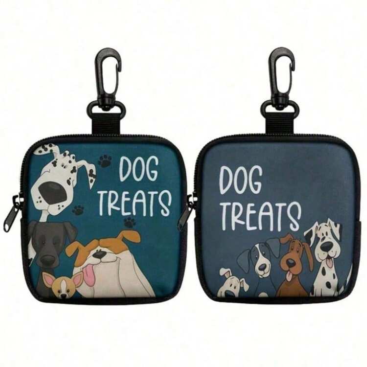 PETSIN 1个带拉链的狗狗零食袋 - 便携式涤纶宠物零食袋，适合户外活动和散步，有黑色、红色、紫色、蓝色可选，适合狗主人和训练员携带宠物零食、狗狗用品、狗狗玩具、遛狗包、狗狗零食收纳袋 - 彩色 - 查看 14