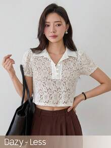 Dazy-Less Women's Casual Button-Up Short Sleeve Top, Suitable For Spring And Summer - Apricot - View 7