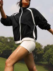 WanderVale Women's Colorblock Raglan Long Sleeve Zipper Front Outdoor Jacket - Black - View 1