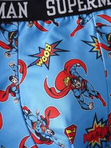 SUPERMAN X SHEIN Men's Cartoon Print Comfortable Casual Boxer Shorts - Black and White - View 5
