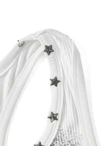 ROMWE Women's Vintage Hot Girl Streetwear Versatile Eye Starry Sky Print Five-Pointed Star Studded Tank Top - White - View 3