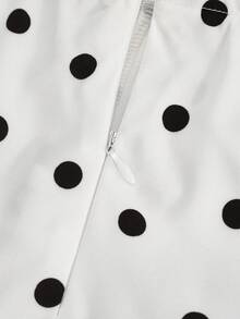SHEIN Franclia 夏季新款法式優雅波點蕾絲花苞裙女款 - 白色 - 查看 3