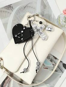 ROMWE Kawaii 1 Gantungan Kunci/Liontin Tas DIY Gaya Y2K Hottie Dark Wind Kulit Hitam dengan Paku Keling dan Tali Kepang, Cocok untuk Pemakaian Sehari-hari oleh Pasangan dan Pacar - MultiWarna - View 12