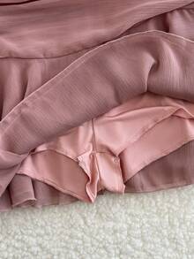 INAWLY Autumn Elegant Romantic Cute Solid Color Flowy Skirt Vacation Dusty Rose - Pink - View 7
