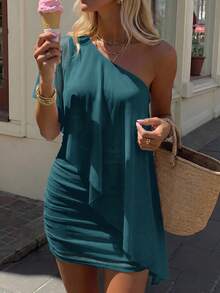 Women Mini Dresses - Dove Blue - View 4