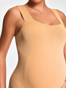 SHAPORA Maternity Solid Color Sleeveless Casual Jumpsuit Romper - Apricot - View 6