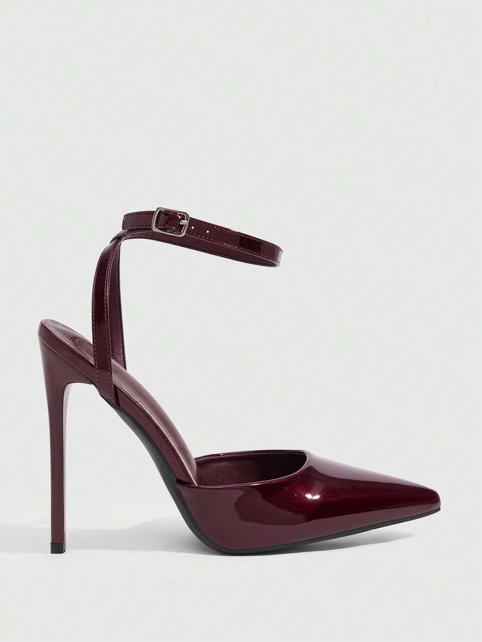 CUCCOO SZL Women Shoes Pointed Burgundy Ankle Strap Temperament Elegant Fashion Sexy Stilettos, Suitable For Parties, Parties And Banquets And Other Occasions