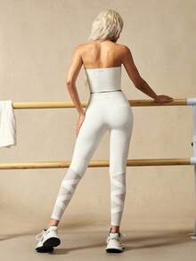 VARSIVA Women's Criss-Cross Hem Design Sports Leggings, Yoga Pants, Summer Legging, Suitable For Tennis Casual Vacation Sports - White - View 5
