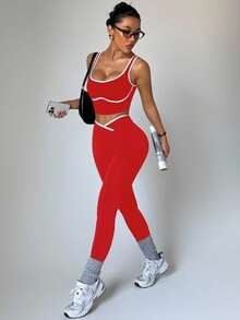 Dewbera Dewbera Women's Seamless Colorblock Yoga Sports Set - Multicolor - View 7